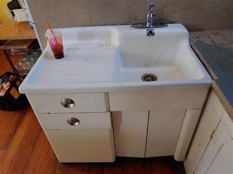 old cast iron sinks with steel cabinets|old cast iron sink value.